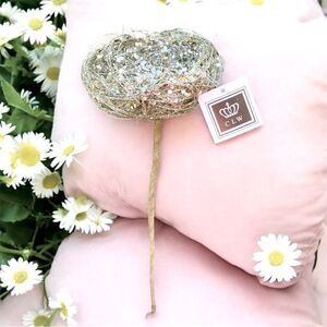 NWT New CLW Catherine Lillywhite's Silver Iridescent Decorative Accent Bird Nest